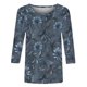 thumbnail image 5 of Camisa Casual de Cuello Redondo Impresa Floral de Manga Larga de las Mujeres, Manga 3/4 para las Mujeres Cómoda Mezcla de Poliéster Spandex, 5 of 5