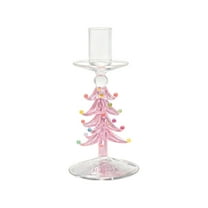 CREATITOY Vintage Colored Glass Christmas Tree Wreath Candle Holder, Home Decor, Perfect for Dining Table, Holiday Ambience and Festive Supply