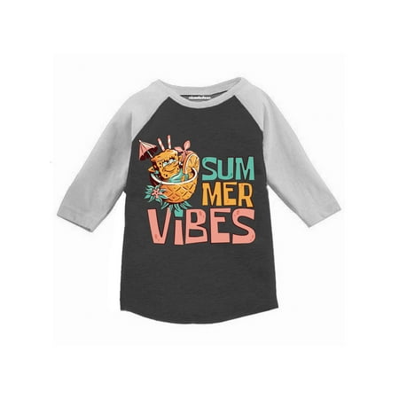 

SpongeBob SquarePants Graphic Tees - Summer Vibes Vacation Raglan Shirt for Toddlers 2T 3T 4T 5T