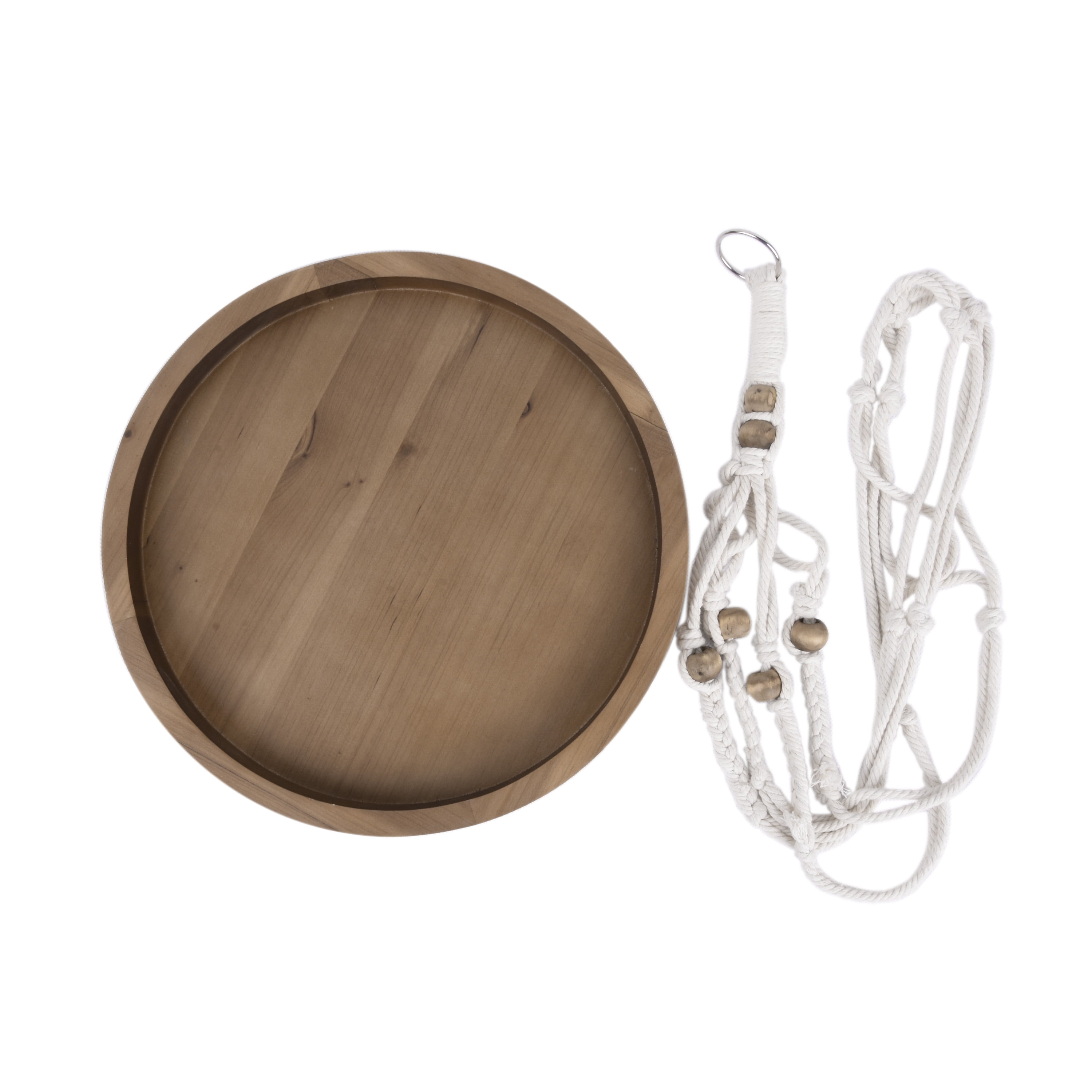 Better Homes and Gardens Outdoor Rope Hanger with Wood Table, 12" Length x 28" Height x 12" Width, 0.7lb