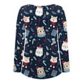 thumbnail image 3 of Blouses pour Femmes Décontractées à Col Rond avec Boutons, Manches Longues, Imprimé de Noël, en Liquidation, 3 of 5
