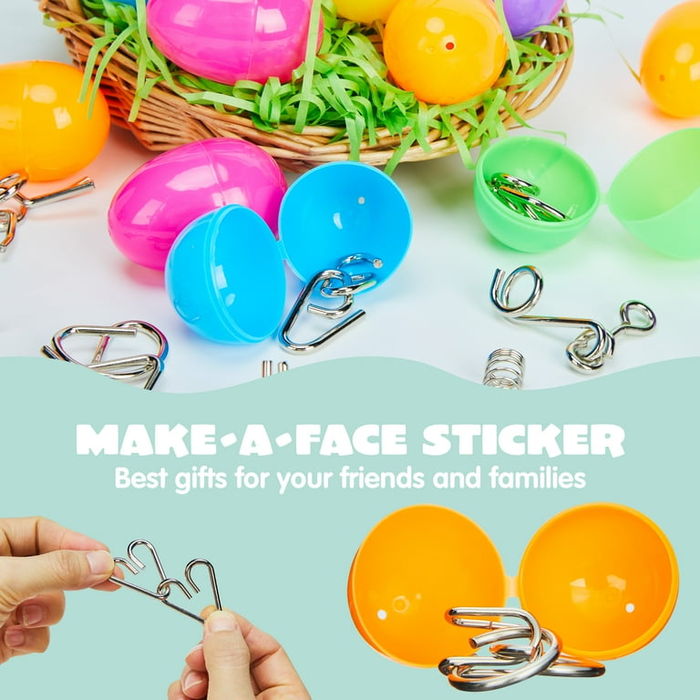 Joyfy 18 Packs Easter Eggs Filled with Metal Brain Teaser Puzzles