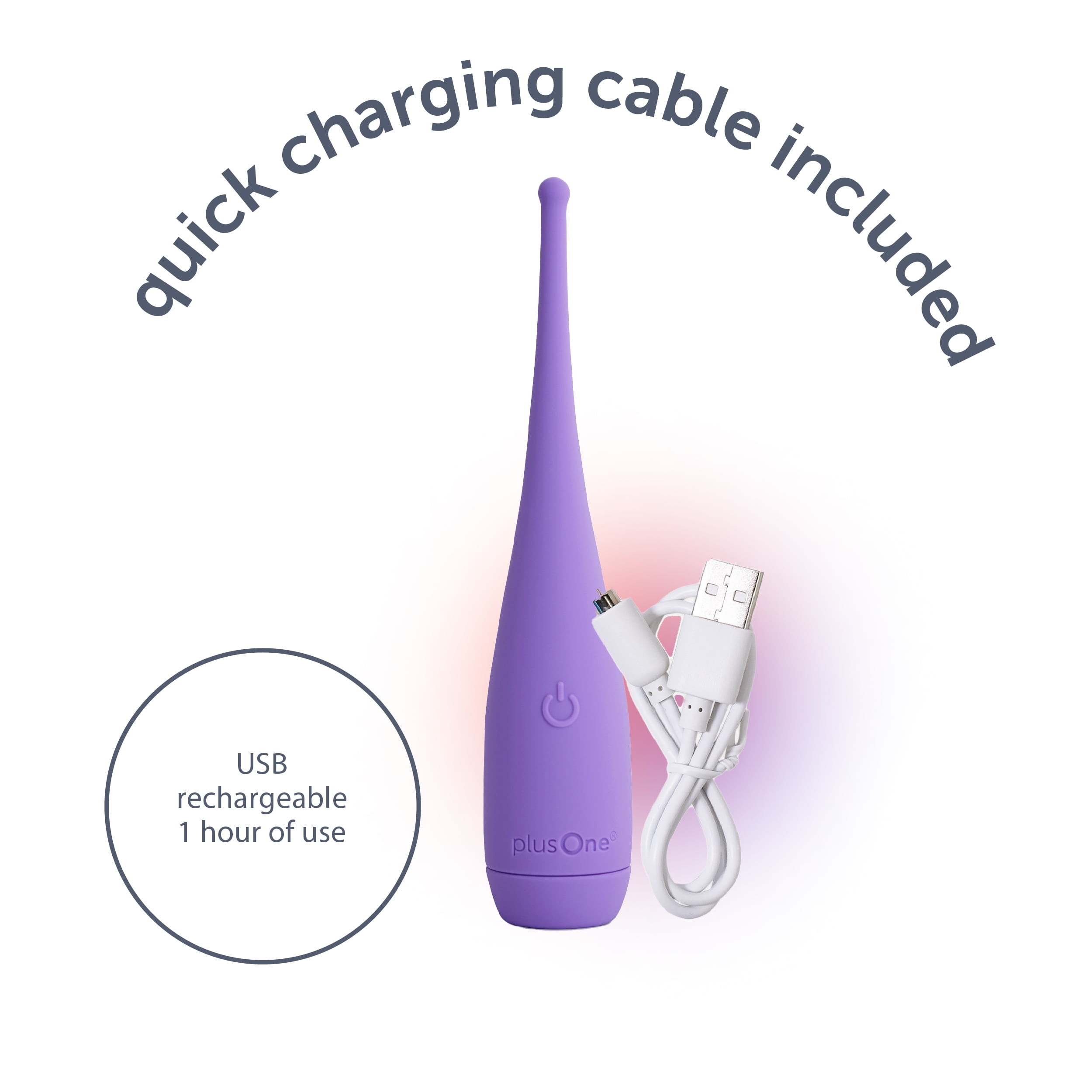 plusOne Pinpoint External Vibrator, 3 Different Tip Attachments, 10 Vibration Settings