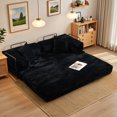 thumbnail image 3 of Vcatnet 81"x76" Convertible Sleeper Sofa Bed Cloud Corduroy Couch Floor Sofa Foldable Lounge Couch for Living Room, Bedroom, Black, 3 of 12