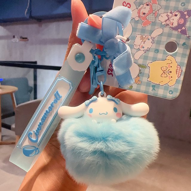 Cartoon Genuine Sanrio HelloKitty Kulomi Projection Camera Pendant Plush Big Ear Dog Keychain Female