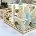 thumbnail image 4 of Efavormart Set of 2 Gold Metal Decorative Serving Trays Floral Bordered Rectangle Mirror Trays - 19"x12" / 15"x8", 4 of 11