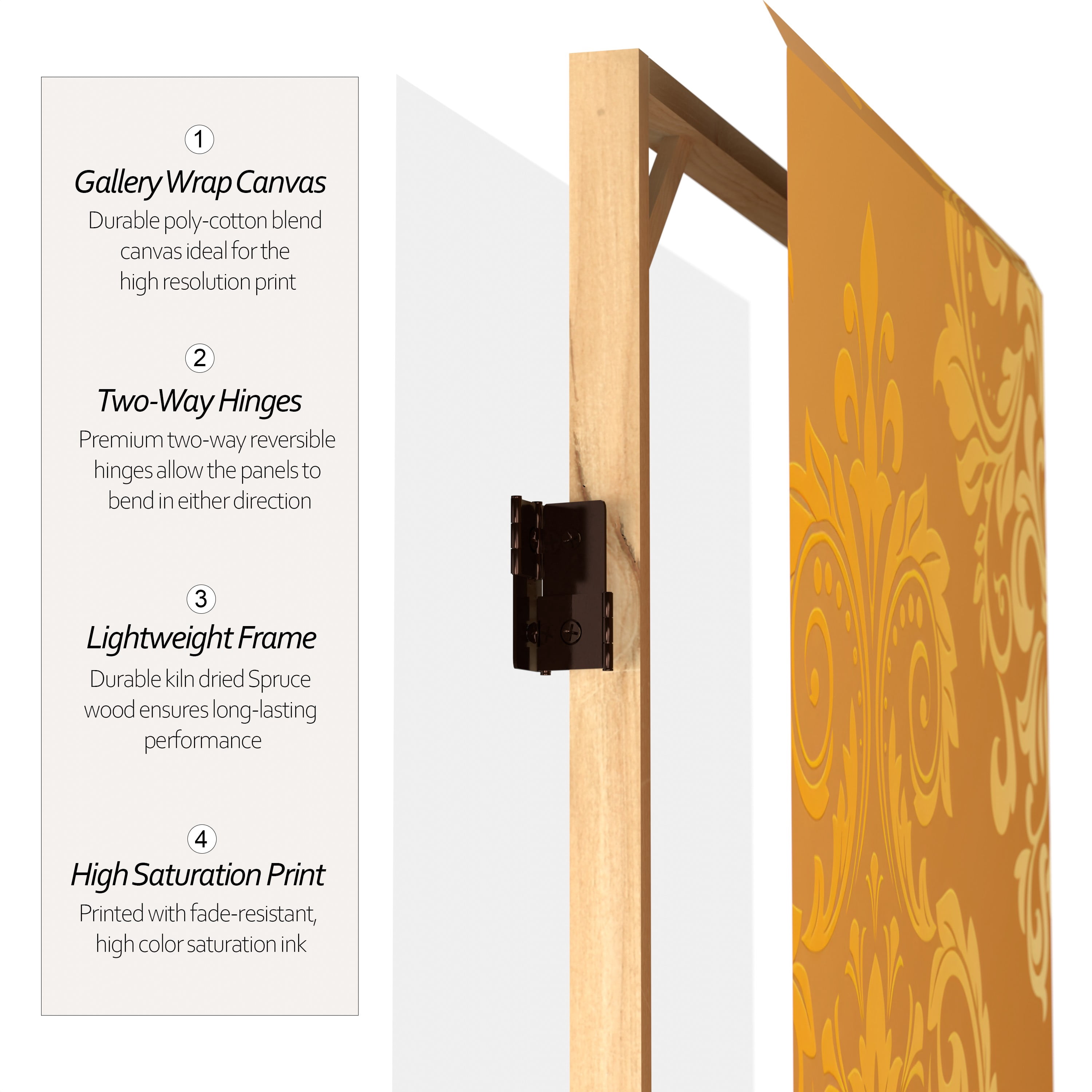Oriental Furniture 6 ft. Tall Double Sided Baroque Wallpaper Canvas Room Divider