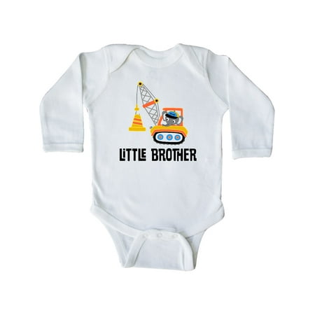 

Inktastic Little Brother Construction Truck Boys Gift Baby Boy Long Sleeve Bodysuit
