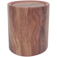 thumbnail image 1 of Bote de basura de grano de madera con tapa abatible Bote de basura redondo Contenedor de basura Cestas de papel de basura Titular Cesto de lavandería para sala de estar Cocina, 1 of 6