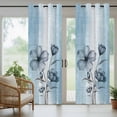 thumbnail image 4 of Blue Flower Outdoor Curtains for Patio Waterproof,Windproof Privacy Curtains with Weighted Bottom,Retro Gradient Texture Painting Plant Leaf Outside Drapes for Picnic Garage Yard 54"x108" 2 Panel, 4 of 8