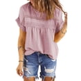 thumbnail image 1 of TRKIYQC Boho Camiseta de Manga Corta para Mujer Verano, Jacquard Eyelet Hollow Out Camiseta de Cuello Redondo Casual Tops TRKIYQC moda, 1 of 7