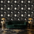 thumbnail image 3 of Peel and Stick Wallpaper Celestial Moon Floral Night Sky Stars Gold Accents Wall Mural 17.7in x 9.8ft Self Adhesive Removable Wall Paper Renter Friendly Wallpaper for Nursery Bedroom Cabinets, 3 of 8
