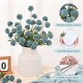 thumbnail image 3 of 12pcs Fake Silk Pompon Mum Artificial Flowers, Bulk Faux Mini Chrysanthemums with Eucalyptus Stems, for Centerpieces Wedding Fillers Champagne Arrangements Shower Decorations, Blue, 3 of 7