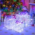 thumbnail image 2 of Costway Set of 3 Iridescent Christmas Gift Box LED Lighted Present Box Decoration Yard, 2 of 10