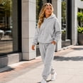 thumbnail image 4 of 2 Piece Fall Sets for Women Fall Drawstring Joggers Matching Long Sleeve Hoodies Lounge Cozy 2026 Outfits with Pockets Gray 2XL, 4 of 6