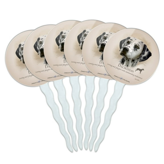 Dalmatian Dog Breed Cupcake Picks Toppers Decoration Set of 6