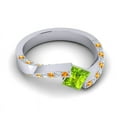thumbnail image 3 of 1.20 Carat Unique Natural Diamond Peridot & Citrine Gemstone Bridal Ring for Ladies 18K White Gold Size 6.5 by Diamond-Capitals, 3 of 8