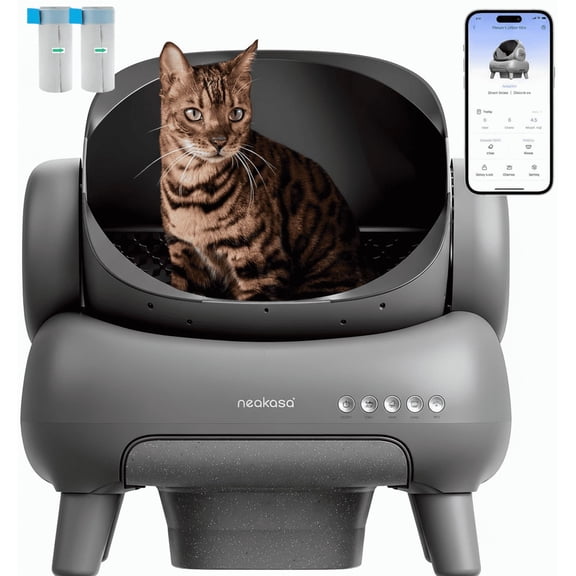 Neakasa M1 Plus Automatic Cat Litter Box, Self-Cleaning, Spacious Open-Top Design for Large Cats up to 33 lbs, Odor-Free & Safe Access