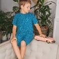 thumbnail image 4 of Balery Blue Glitter Conjunto de Pijama Infantil de Manga Corta con Estampado – Ropa de Dormir de Algodón Suave-Small, 4 of 6