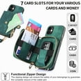 thumbnail image 3 of Allytech Wallet Case for Apple iPhone 15, with Crossbody Shoulder Strap Large Zipper Pocket Cards Slots Stand Protective Shockproof Case for iPhone 15 - Green, 3 of 9