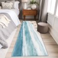 thumbnail image 5 of Summer Beach Washable Runner Rugs 2'x6', Abstract Gradient Green Ocean Waves Starfish Seashell Low Pile Throw Entryway Rug Non-Slip Sturdy Edge Binding Carpet for Indoor Bedside Entrance Bedside, 5 of 9