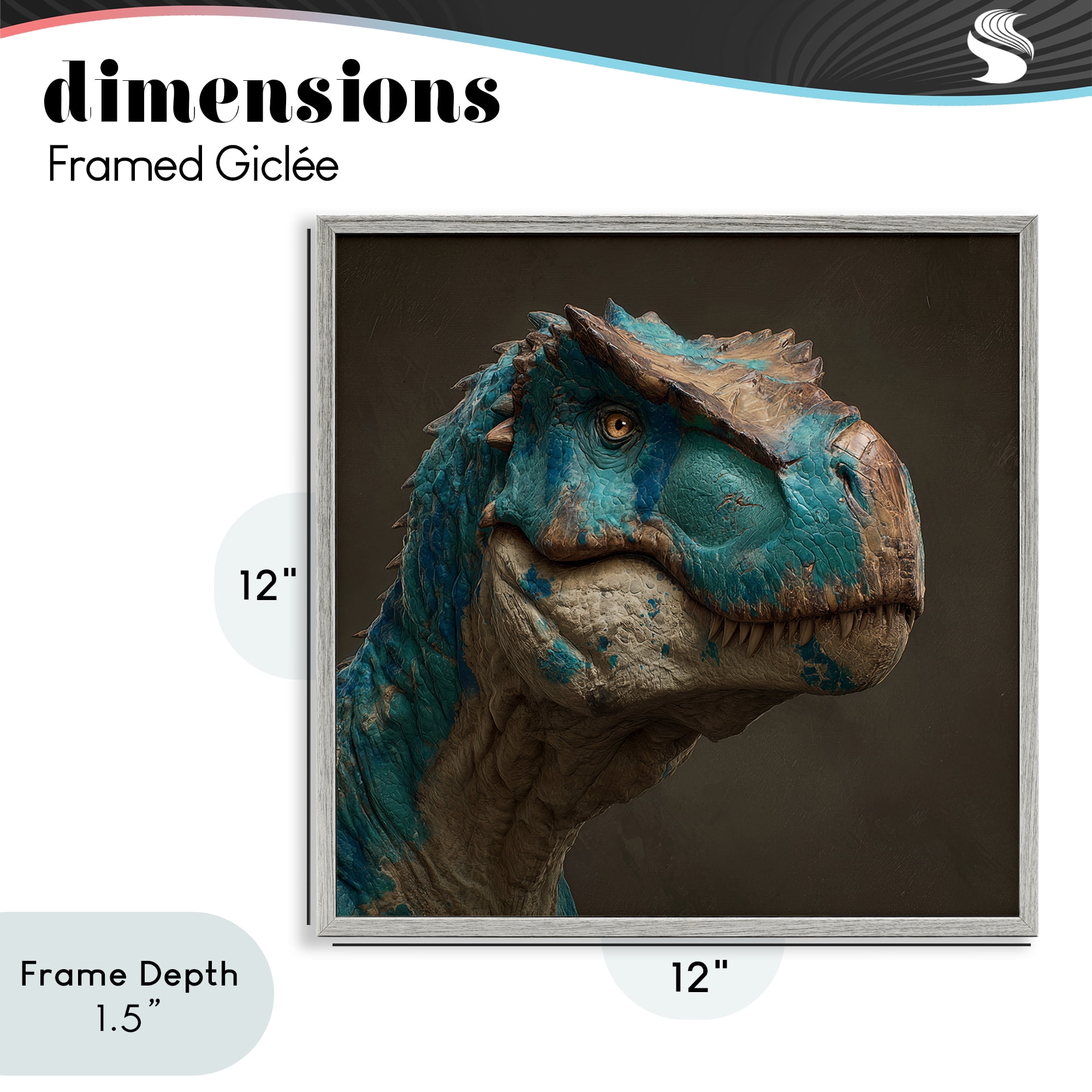Stupell Industries Cerulean Scaled Dinosaur Detail Gray Framed Giclee Art, design by Wumples