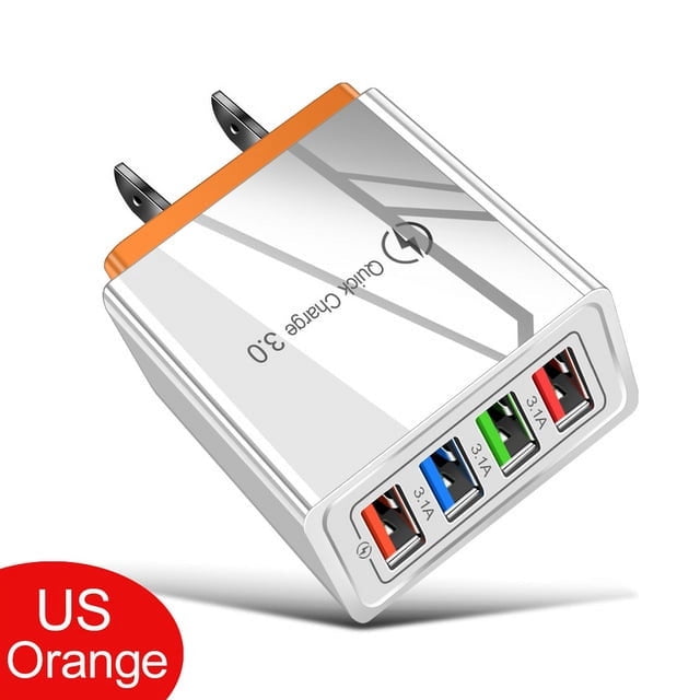Cargador de teléfono móvil de 4 USB, cargador de viaje para tableta de 3 A, cabezal de carga, cargador estándar americano, estándar europeo