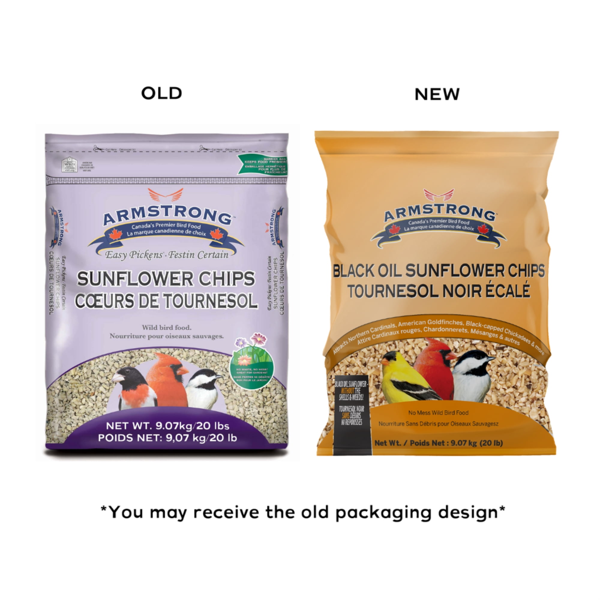 Armstrong Wild Bird Food Black Oil Sunflower Chips, 20lbs