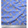 thumbnail image 1 of Soimoi Blue Cotton Duck Fabric Clover Leaves Floral Printed Craft Fabric by the Yard 44 Inch Wide, 1 of 3