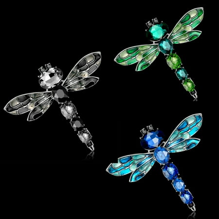 Bridal Party Jewelry Gifts - 3PCS Women Retro Rhinestone Dragonfly Brooch Pin Wedding Party Bridal Jewelry Gift