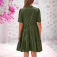 thumbnail image 5 of Womens Boho Summer Dresses 2025 Resort V Neck Short Sleeve Hollow Out Lace Ruffle Casual Beach Mini Vacation Dress, 5 of 10