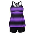 thumbnail image 2 of Top de tirantes con tirantes a rayas y gradiente de talla grande Tankini Traje de baño Traje de baño Purple 3XL Baoblaze traje de baño tankini para mujer, 2 of 8