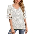 thumbnail image 4 of Pompotops Blouse à Col en V pour Femmes, Blouse à Panneau en Maille, Manches Cloche, Hauts Amples, 4 of 9