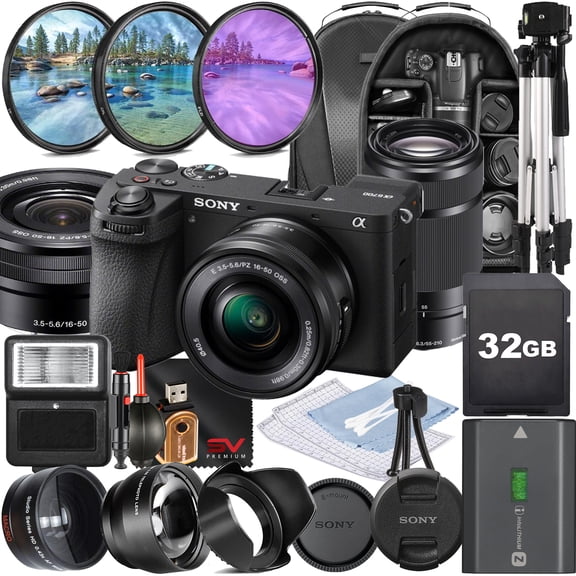 Sony A6700 Mirrorless Camera with 55-210mm Lens   16-50mm Lens   32GB Memory Card   Backpack   SV Premium Accessory Bundle (International Model)