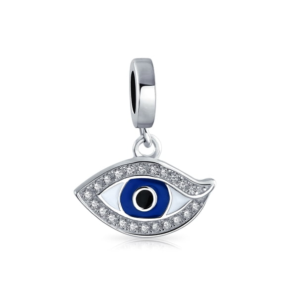 Bling Jewelry Womens Personalized Blue Evil Eye Dangle Charm Bead Crystal Amulet for Bracelet