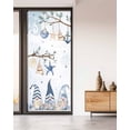 thumbnail image 2 of Window Privacy Film Coastal Eucalyptus Stained Glass Window Film Decorative Sun Block Window Cover Vintage Ocean Blue Gnomes Starfish Leaf Window Clings Static Sticker for Bathroom 35.4"x78.7", 2 of 7
