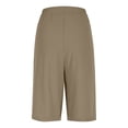 thumbnail image 2 of Fnooota Womens Bermuda Shorts, Knee Length Summer Casual Elastic Waist Cotton Linen Shorts Beige Size S, 2 of 7