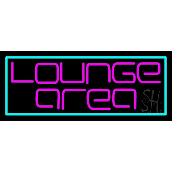 Lounge Area LED Neon Sign 13 x 32 - inches, Clear Edge Cut Acrylic Backing, with Dimmer - Bright and Premium built indoor LED Neon Sign for Bar decor.