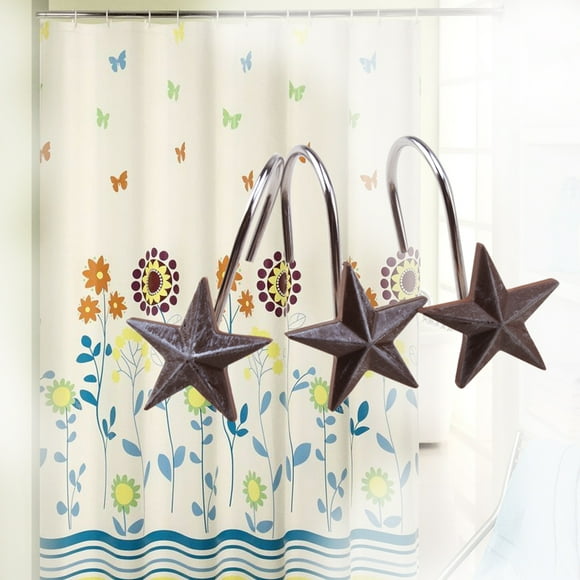 AGPtek 12 PCS Decorative Rolling Shower Curtain - Star