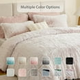 thumbnail image 7 of Intelligent Design Full/Queen Shaggy Faux Comforter Set, Long Fur Wave Spring Comforter Bedding Set, 3-Piece Warm Bed Set with Pillow Sham, Pink/White, 7 of 7