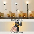 thumbnail image 3 of Floor Lamp, Standing Lamp, 9W LED Torchiere Floor Lamp with 4W Adjustable Reading Lamp, 3000K Energy-Saving LED Bulbs, 3 Way Switch, 50,000hrs Lifespan, Floor Lamps for Bedroom, Living Room, Office, 3 of 8