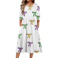 thumbnail image 2 of 2026 Summer Dresses for Women Easter Floral V-Neck 3/4 Sleeve Loose A-Line Knee Length Beach Vacation Modest Dress with Pockets, 2 of 5