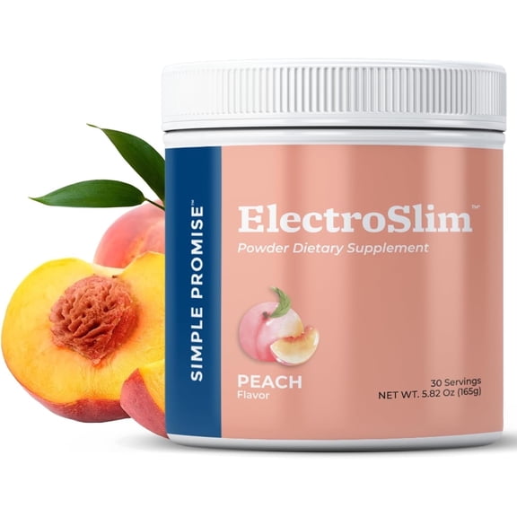 Simple Promise ElectroSlim - Sugar-Free Keto Electrolytes Powder -  No Sugar Formula for Daily Energy Support and  Hydration, Low Sodium Organic Electrolytes Powder,   - 30 Servings, Peach Flavor