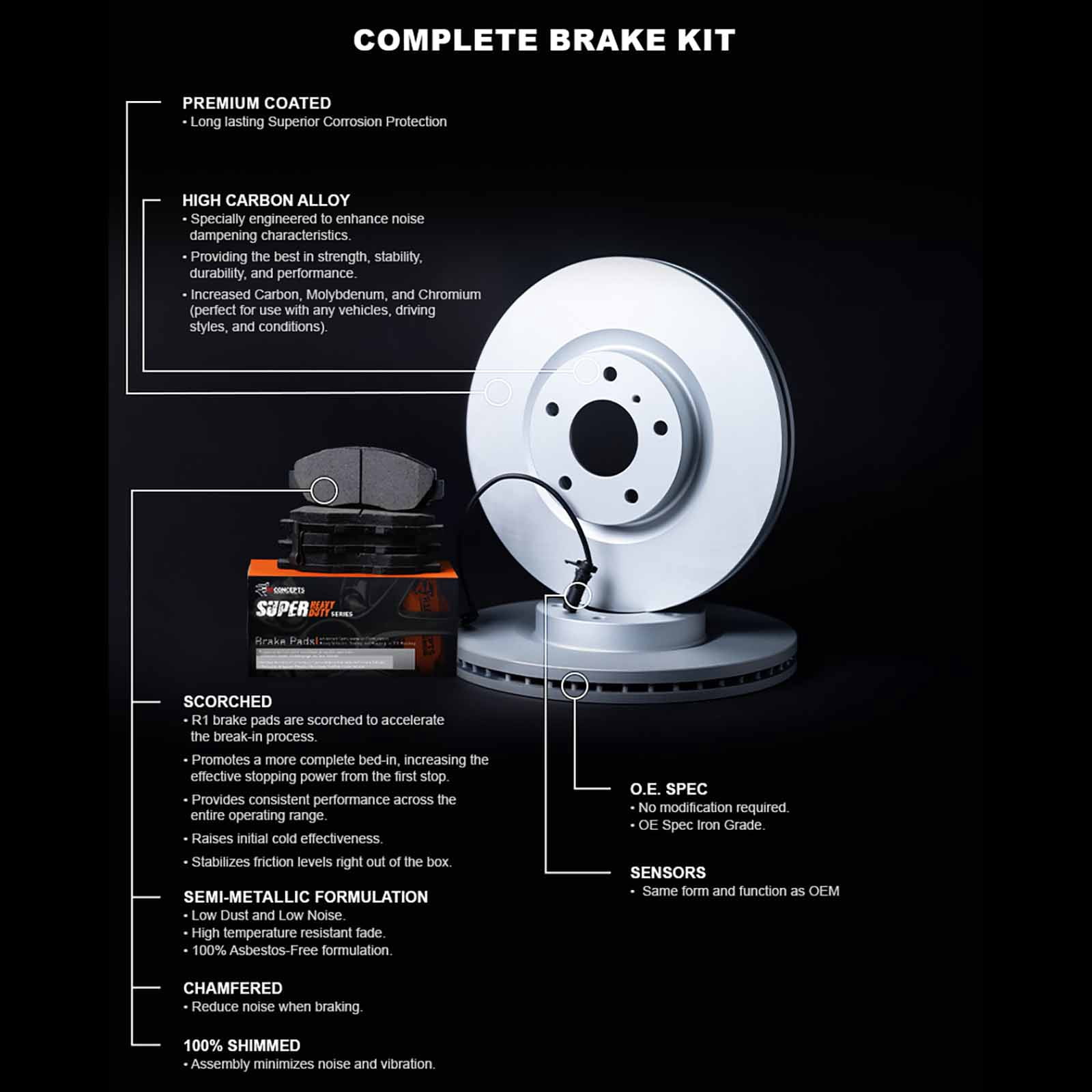 R1 Concepts Front Brakes and Rotors Kit