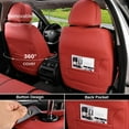 thumbnail image 4 of Coverado Red Car Seat Covers Full Set, Waterproof Premium Leather Front and Back Seat Protectors, Luxury Auto Interior Accessories, Universal Fit Most Cars Sedan SUVs Pick-up Trucks, 4 of 8