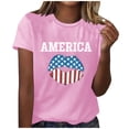 thumbnail image 1 of Blusa informal de manga corta con cuello redondo y estampado suelto de verano para mujer con estilo OAVQHLG3B Store  lin121212, 1 of 4
