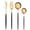 Black, variant on Eqslft Blue Handle Flatware Gold Silverware Set 304 Stainless Steel Flatware Cutlery Set,4-Piece Adaline Royal Modern Satin Finish, Birthday Wedding Gift