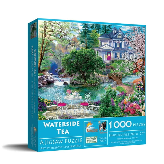 SUNSOUT INC - Waterside Tea - 1000 pc Jigsaw Puzzle by Artist: Bigelow Illustrations - Finished Size 20" x 27" - MPN# 70633