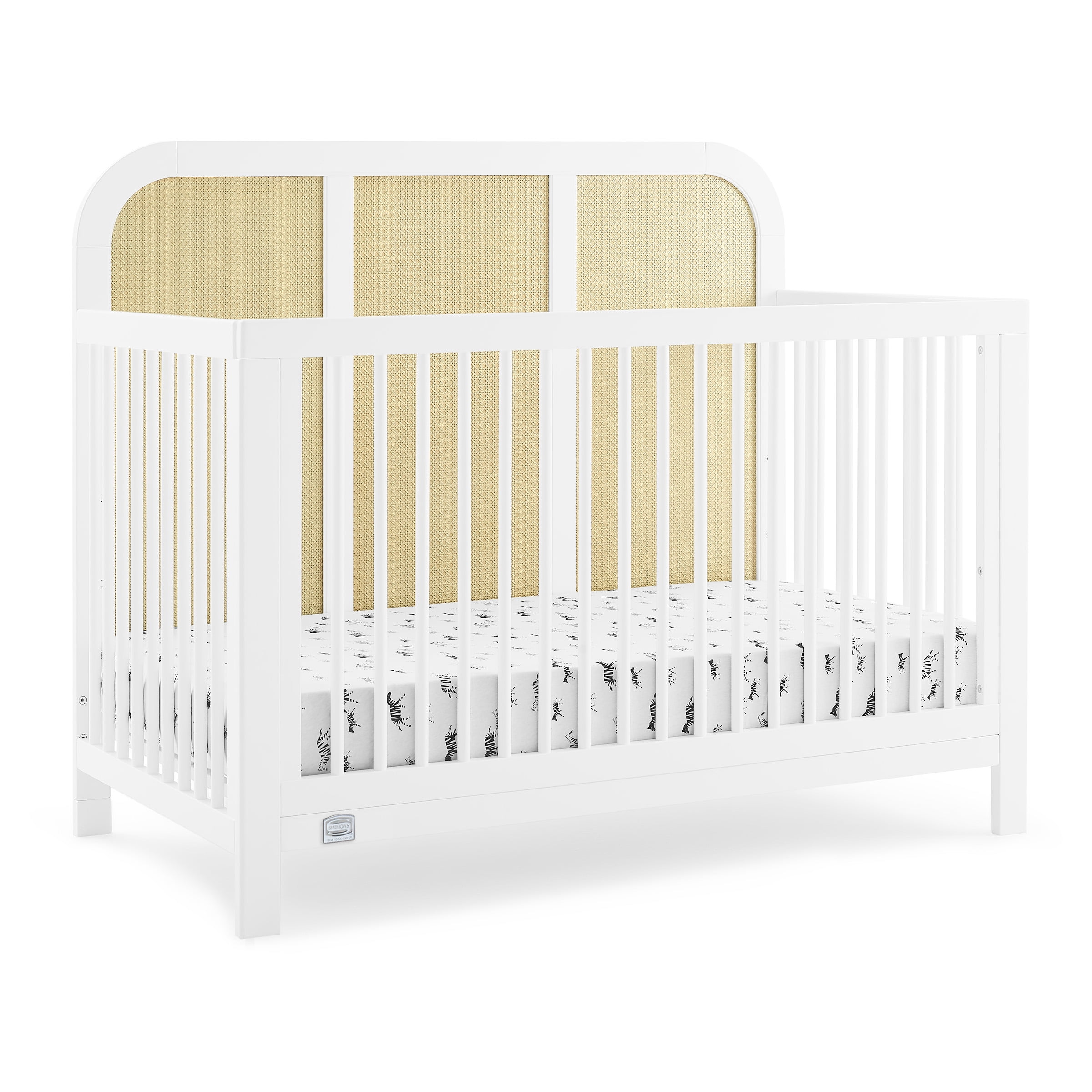 Simmons Kids Theo 6-in-1 Convertible Crib - Greenguard Gold Certified, Bianca White/Textured Almond