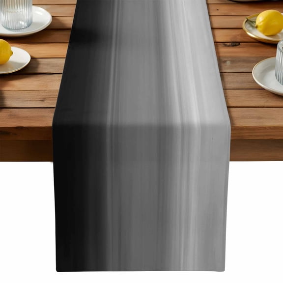 Gradient Black Table Runner, Abstract Black Grey White Gradient Water Ripples Washable Kitchen Table Runners Dress Scarves for Dining Table Decorations Party, 13x36in